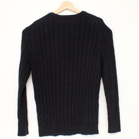 Cacharel Men's Vintage Long Sleeve Cable Knit Sweater Large Dark Navy Cotton - Picture 2 of 8